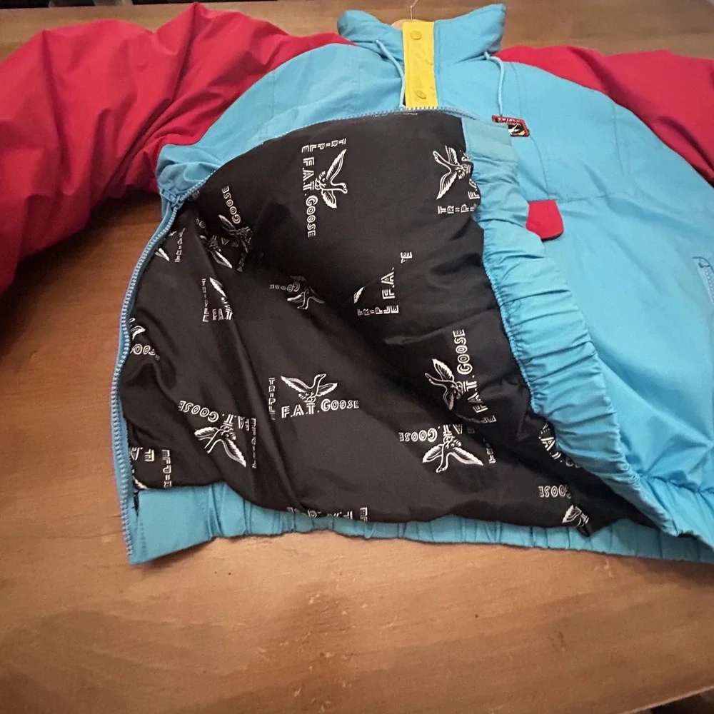 Vintage Triple FAT Goose Jacket Mens Small Down Pullover 80s Retro Ski